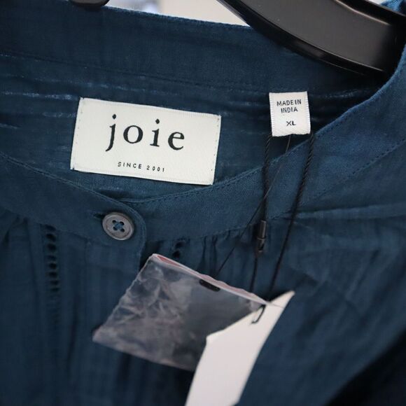 Joie Women's Sz XL Dark Teal Fano Button Front Long Sleeve Blouse - Picture 8 of 10